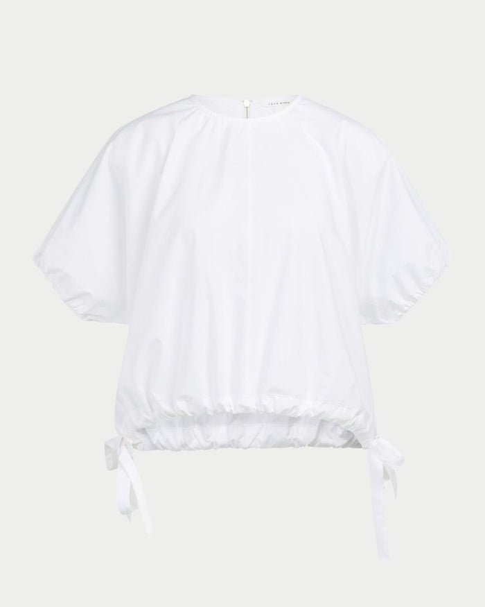 Top boxy con vita regolabile e maniche a sbuffo