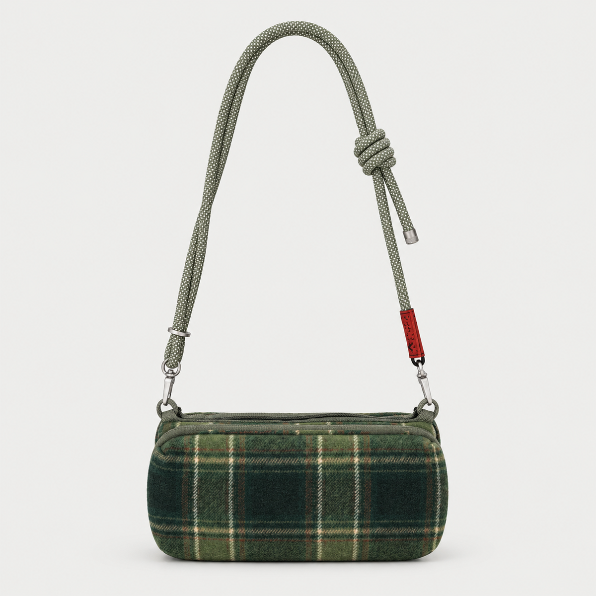 Borsa Bottle Sacoche M Green Check con 8 mm Rope Sage Lattice