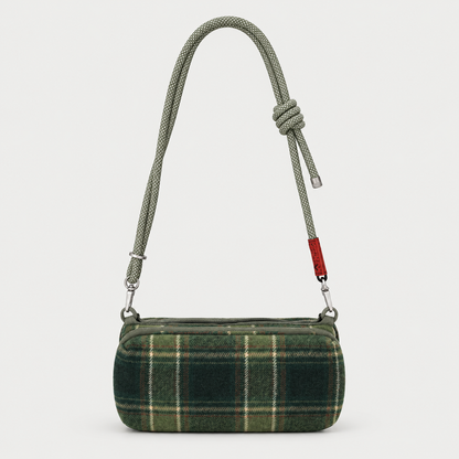 Borsa Bottle Sacoche M Green Check con 8 mm Rope Sage Lattice