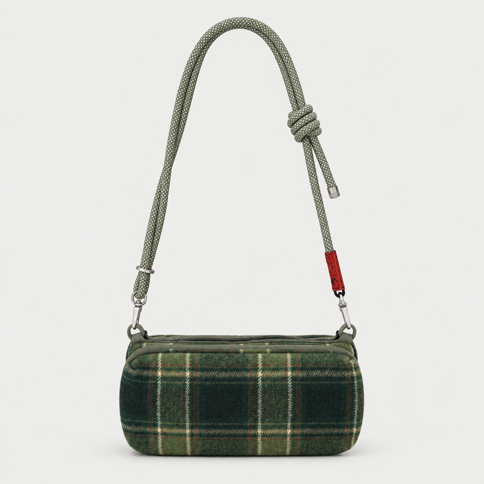 Borsa Bottle Sacoche M Green Check con 8 mm Rope Sage Lattice