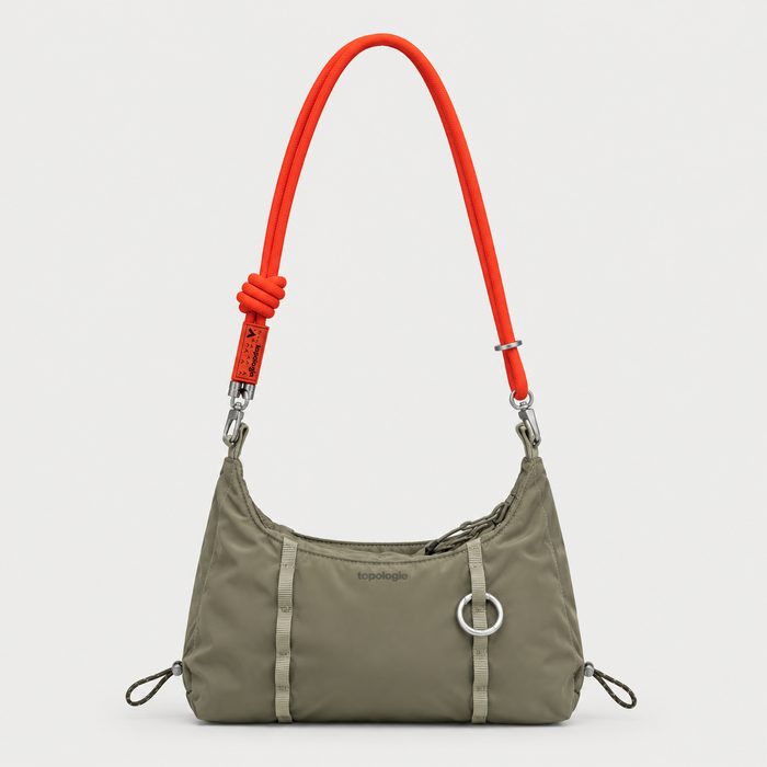 Borsa Cloud Hobo Mini Moss Tech Sateen con tracolla 6 mm Rope Flash Persimmon
