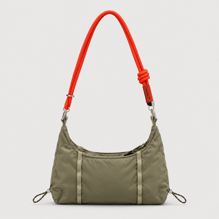 Borsa Cloud Hobo Mini Moss Tech Sateen con tracolla 6 mm Rope Flash Persimmon