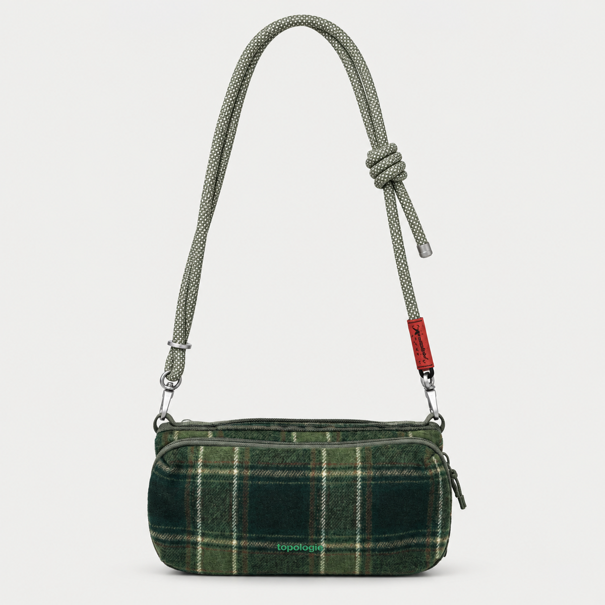 Borsa Bottle Sacoche M Green Check con 8 mm Rope Sage Lattice