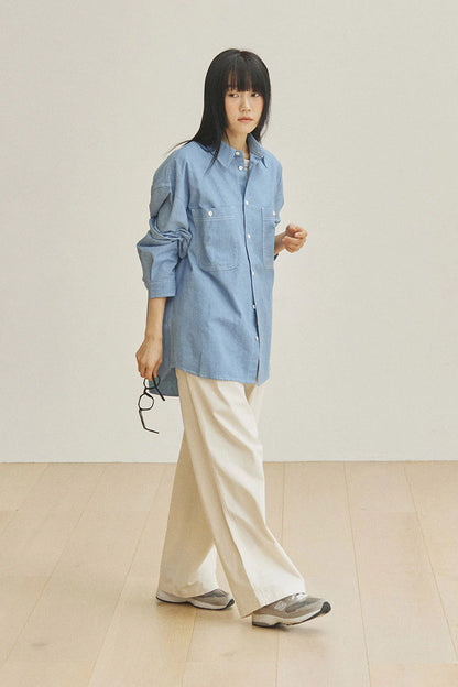 Two-tuck wide unisex trousers