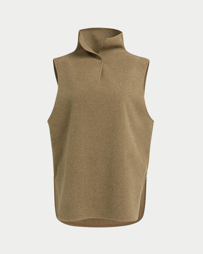 Maglia smanicata in misto lana con collo alto