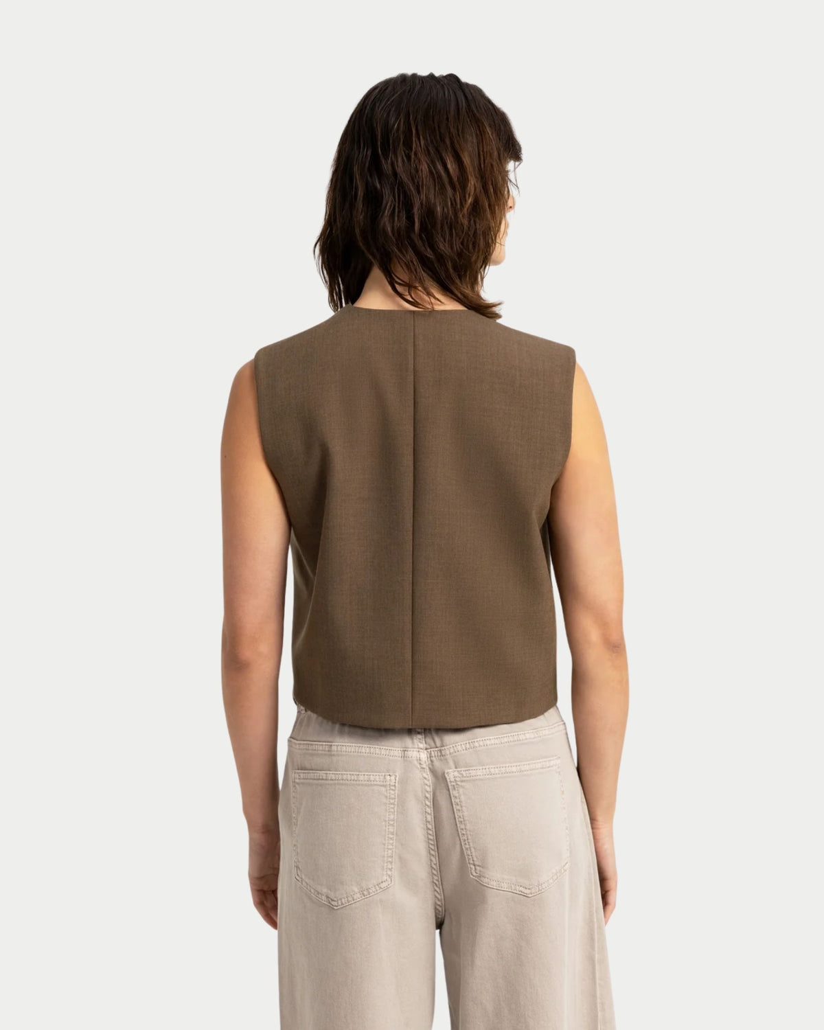 Maglia smanicata con effetto portafoglio