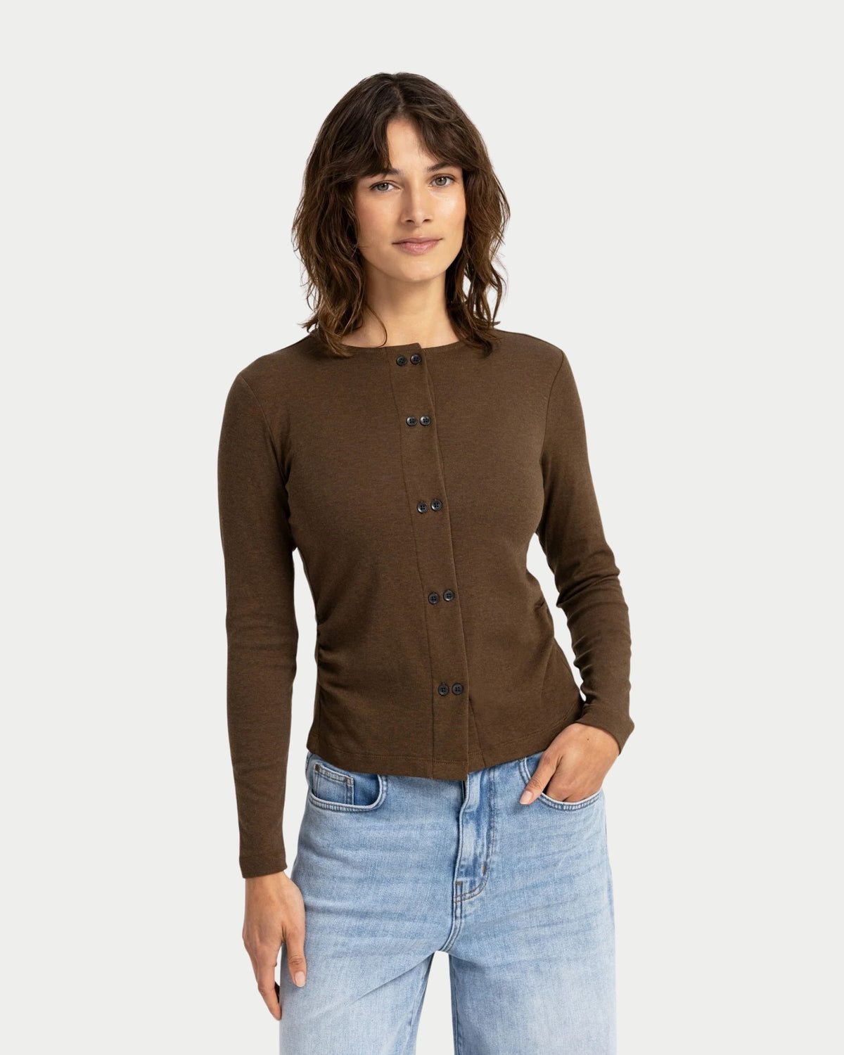 Maglia cardigan in jersey con doppia fila di bottoni