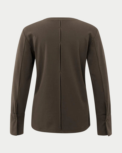 Maglia in jersey a maniche lunghe con polsini intrecciati