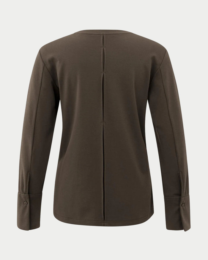 Maglia in jersey a maniche lunghe con polsini intrecciati