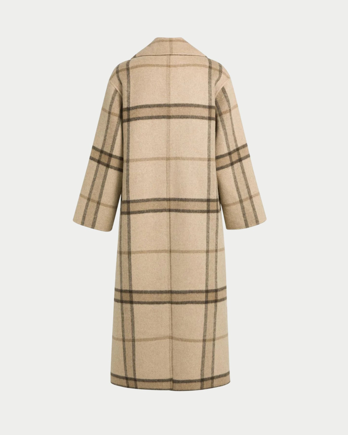 Cappotto lungo a quadri in misto lana intrecciata