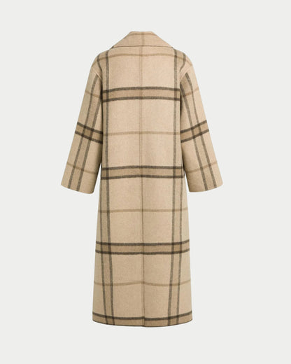 Cappotto lungo a quadri in misto lana intrecciata