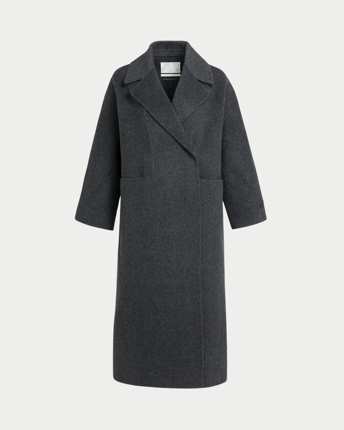 Cappotto extra lungo in misto lana intrecciata