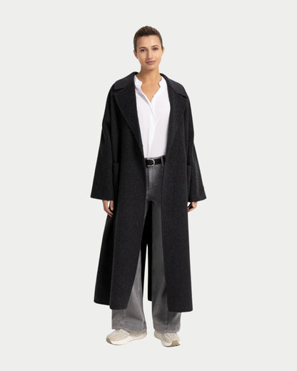 Cappotto extra lungo in misto lana intrecciata