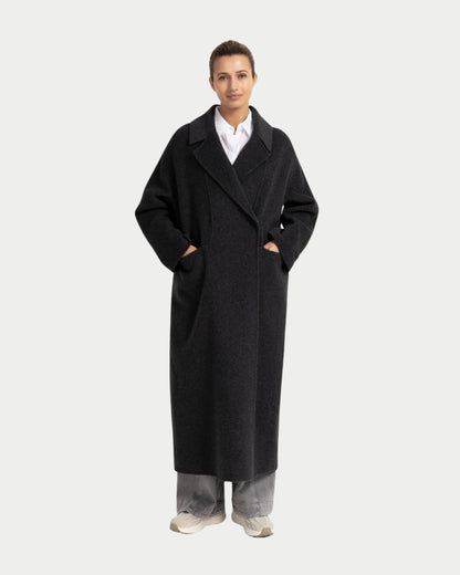 Cappotto extra lungo in misto lana intrecciata
