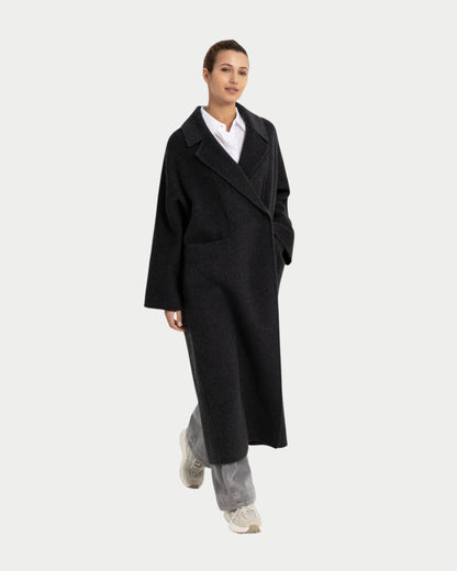Cappotto extra lungo in misto lana intrecciata