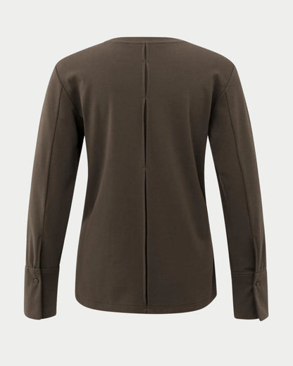 Maglia in jersey a maniche lunghe con polsini intrecciati