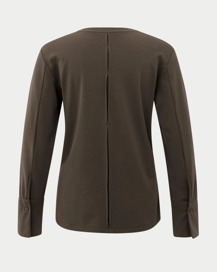 Maglia in jersey a maniche lunghe con polsini intrecciati