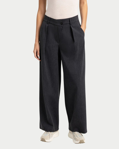 Pantaloni a gamba larga in tessuto con cerniera asimmetrica