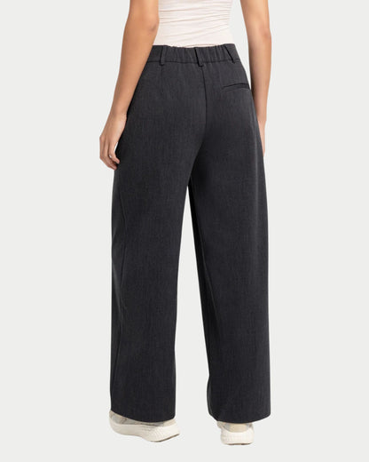 Pantaloni a gamba larga in tessuto con cerniera asimmetrica