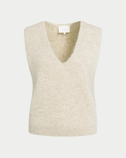 Sleeveless top with deep V-neck