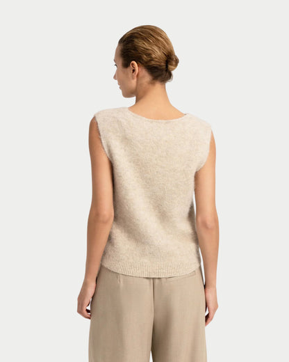 Sleeveless top with deep V-neck