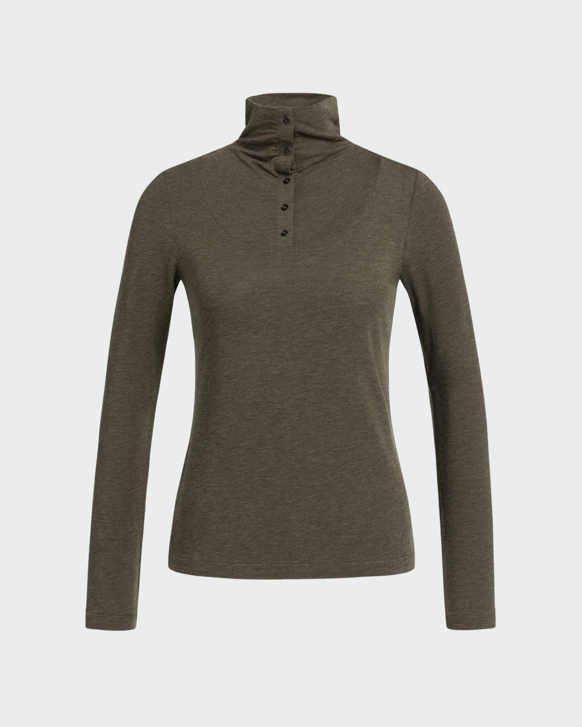 Maglia a maniche lunghe con collo alto e bottoni