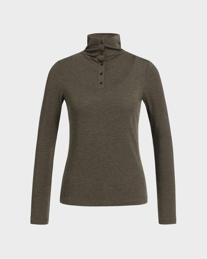 Maglia a maniche lunghe con collo alto e bottoni