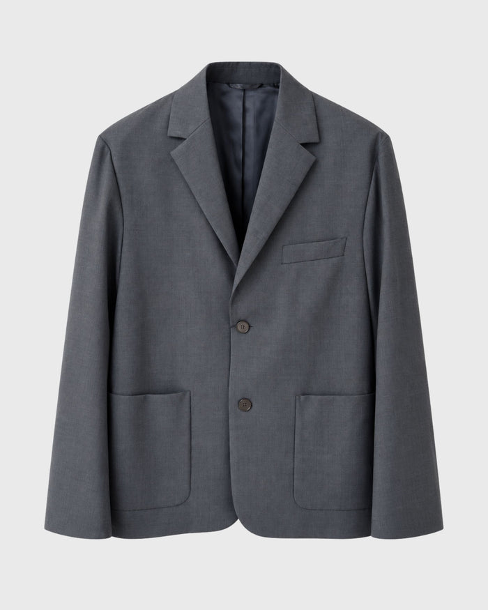 Blazer aus Stretchwolle in Anthrazit