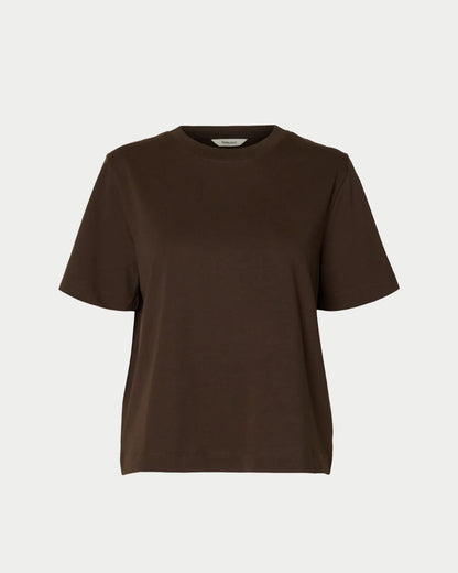 Brown Cotton Boxy Fit Essential T-shirt
