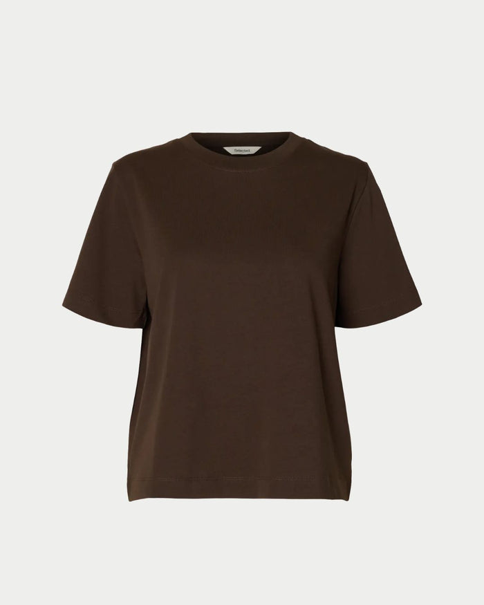 T-shirt Boxy Fit Essential in Cotone brown
