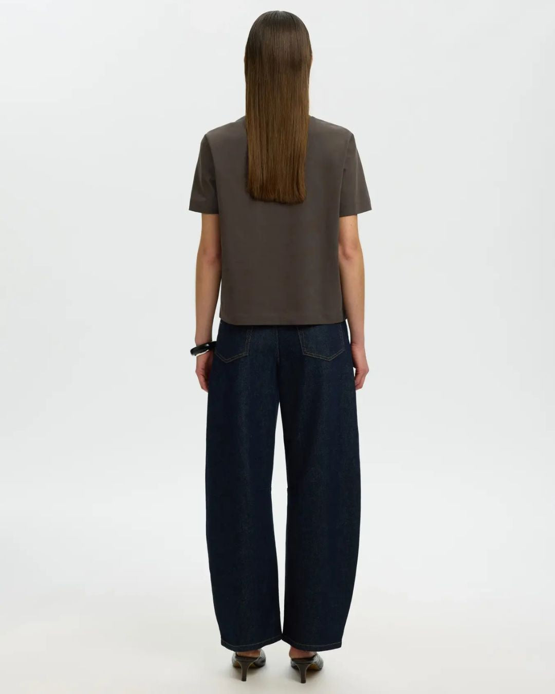 Brown Cotton Boxy Fit Essential T-shirt