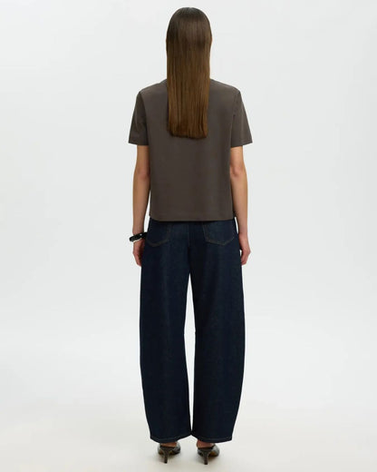 Brown Cotton Boxy Fit Essential T-shirt