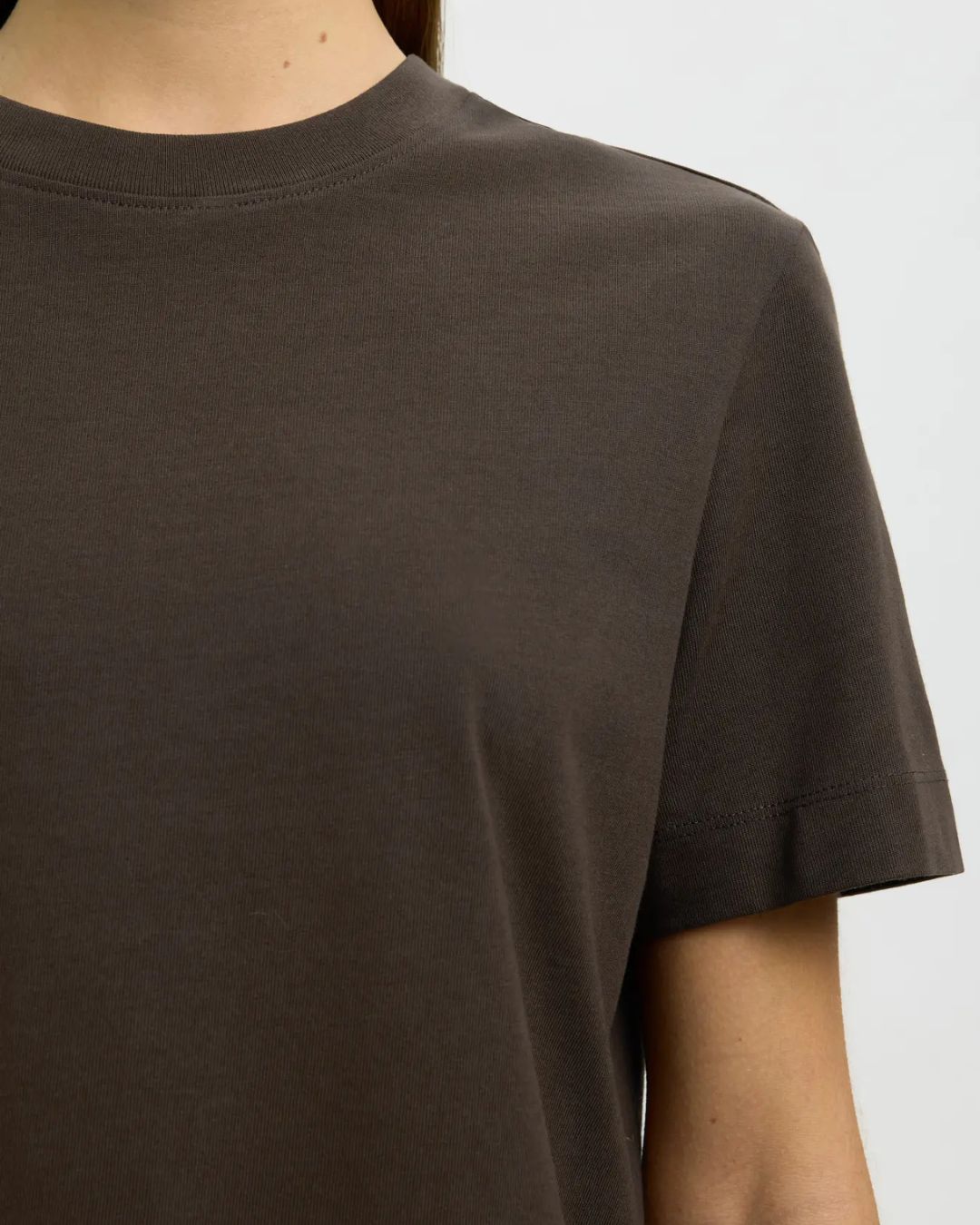 Brown Cotton Boxy Fit Essential T-shirt