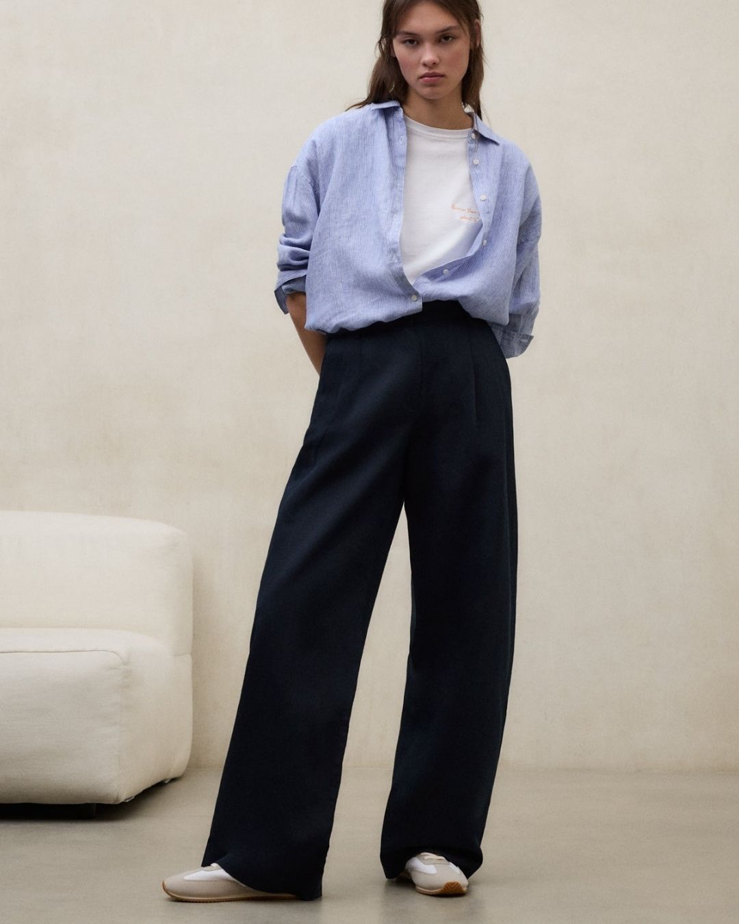 Pantaloni Miel linen navy blue