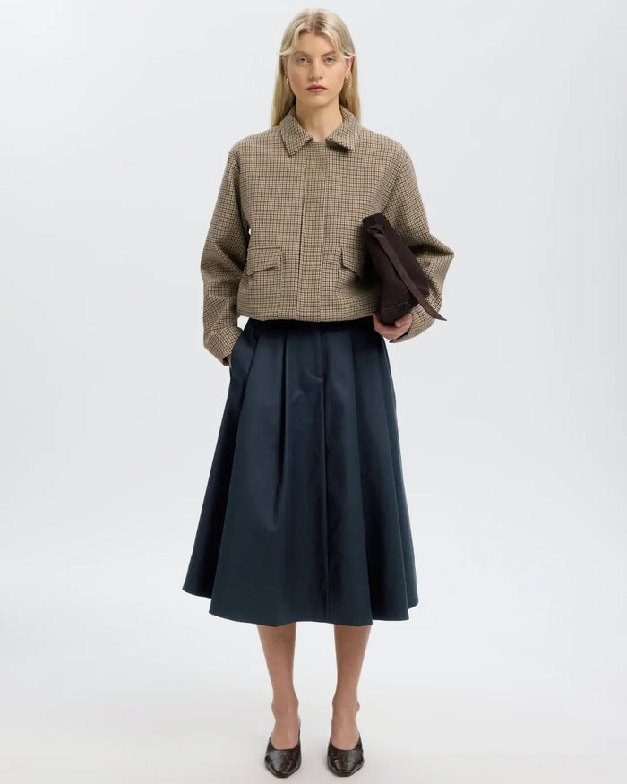 Gonna midi Heather in twill di cotone