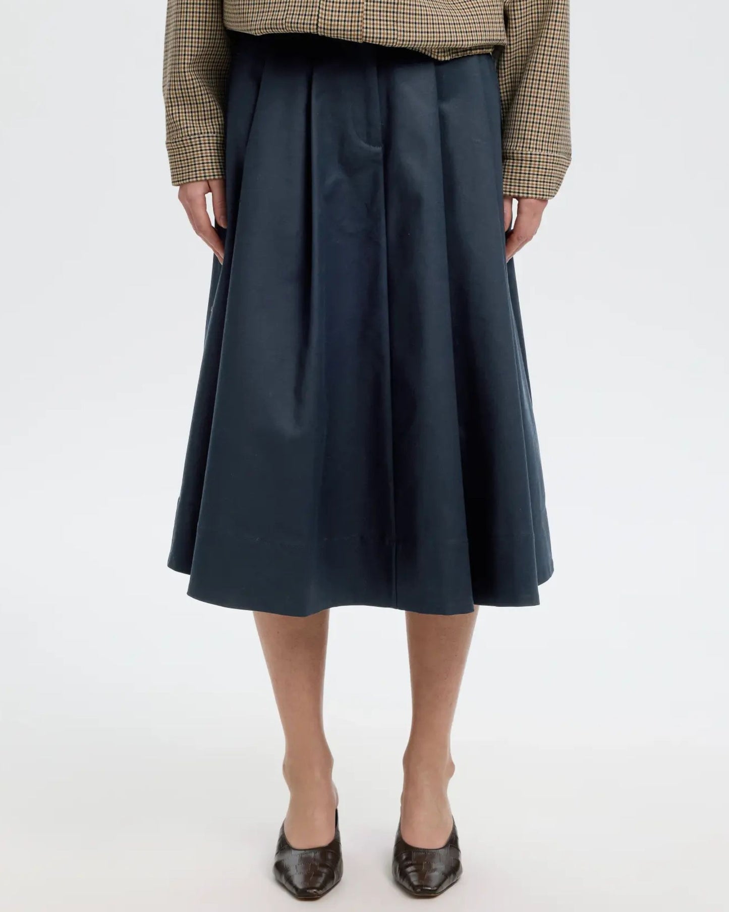 Gonna midi Heather in twill di cotone