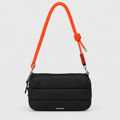 Borsa Bottle Sacoche L Black Silky Peach con tracolla 6mm Flash Persimmon