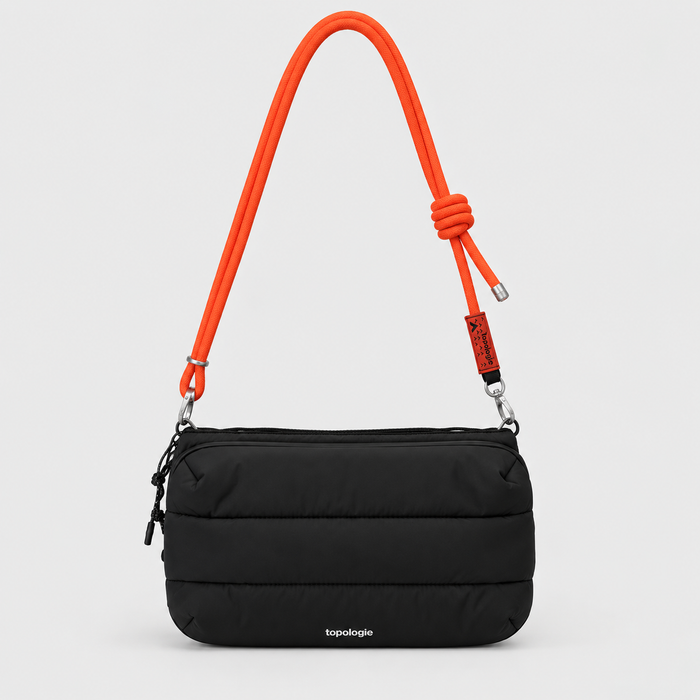 Borsa Bottle Sacoche L Black Silky Peach con tracolla 6mm Flash Persimmon