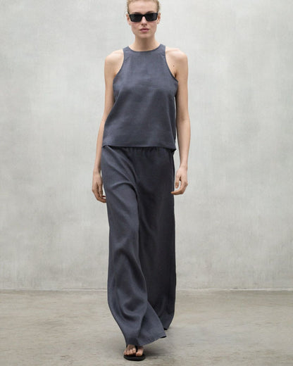 Pantaloni Mossi in lino storm grey