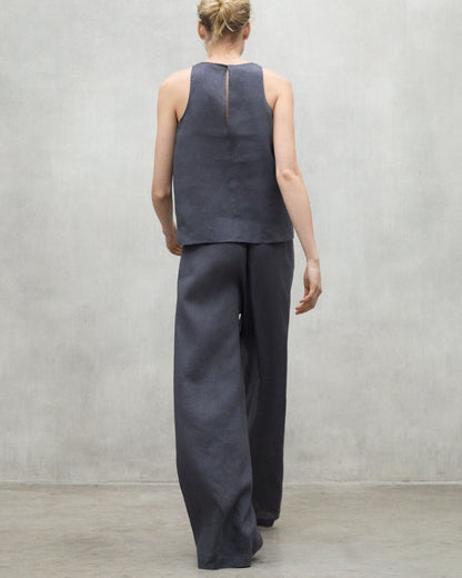 Pantaloni Mossi in lino storm grey