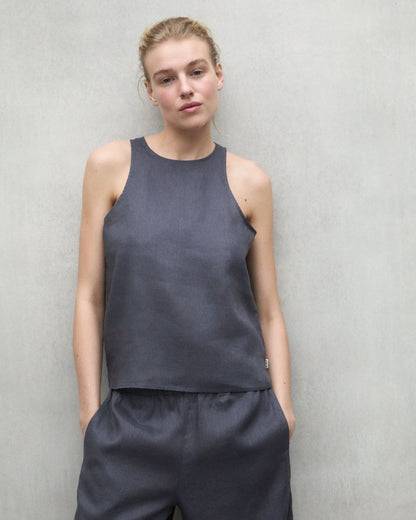 Pantaloni Mossi in lino storm grey