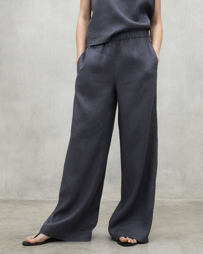 Pantaloni Mossi in lino storm grey