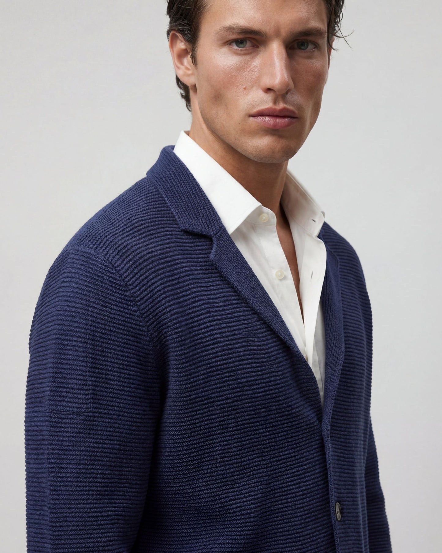 Blazer uomo in punto riso cotone crêpe