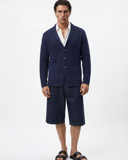 Blazer uomo in punto riso cotone crêpe