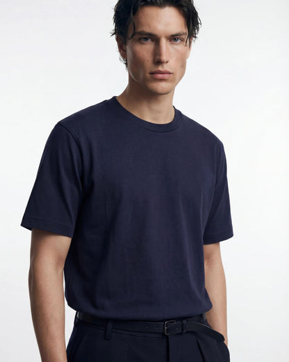 T-shirt basic in cotone blu scuro