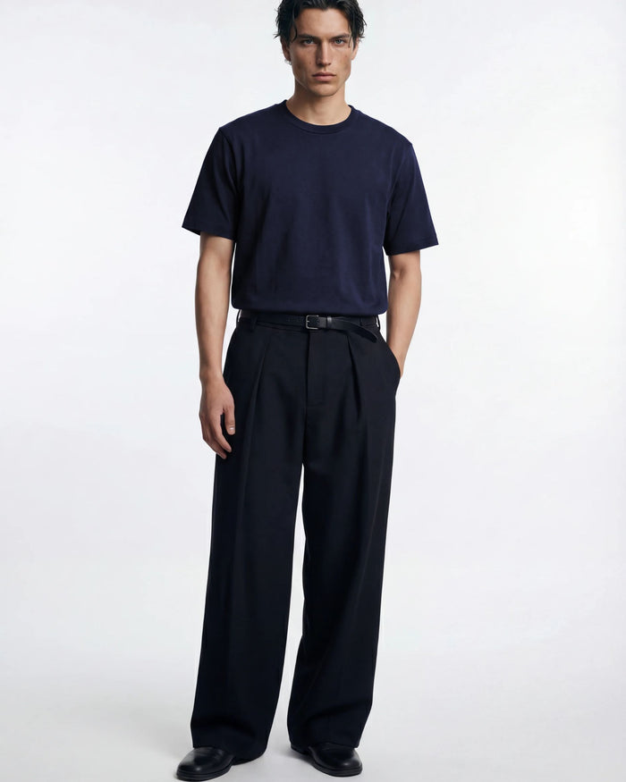 T-shirt basic in cotone blu scuro