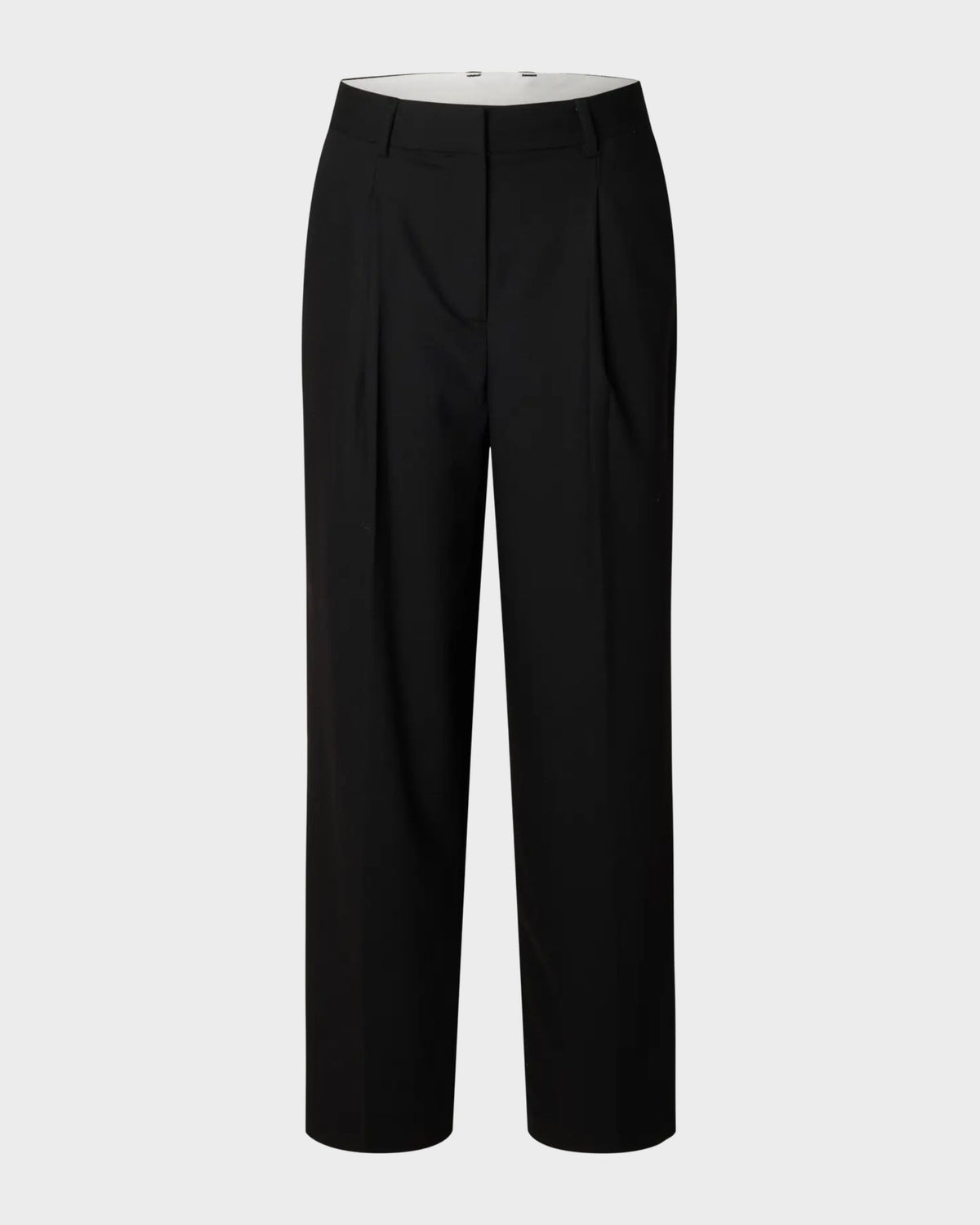 High-waisted wide-leg tailored trousers in wool blend