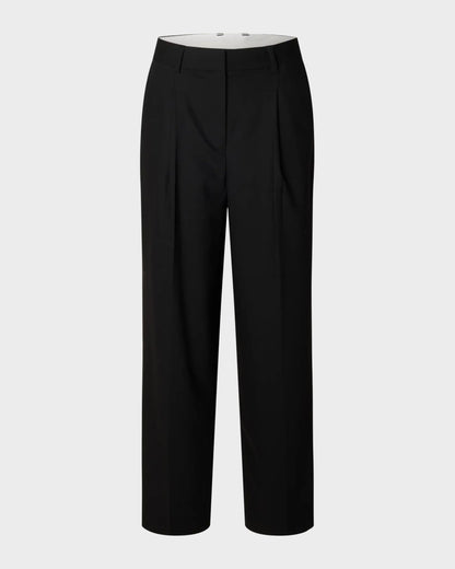 High-waisted wide-leg tailored trousers in wool blend