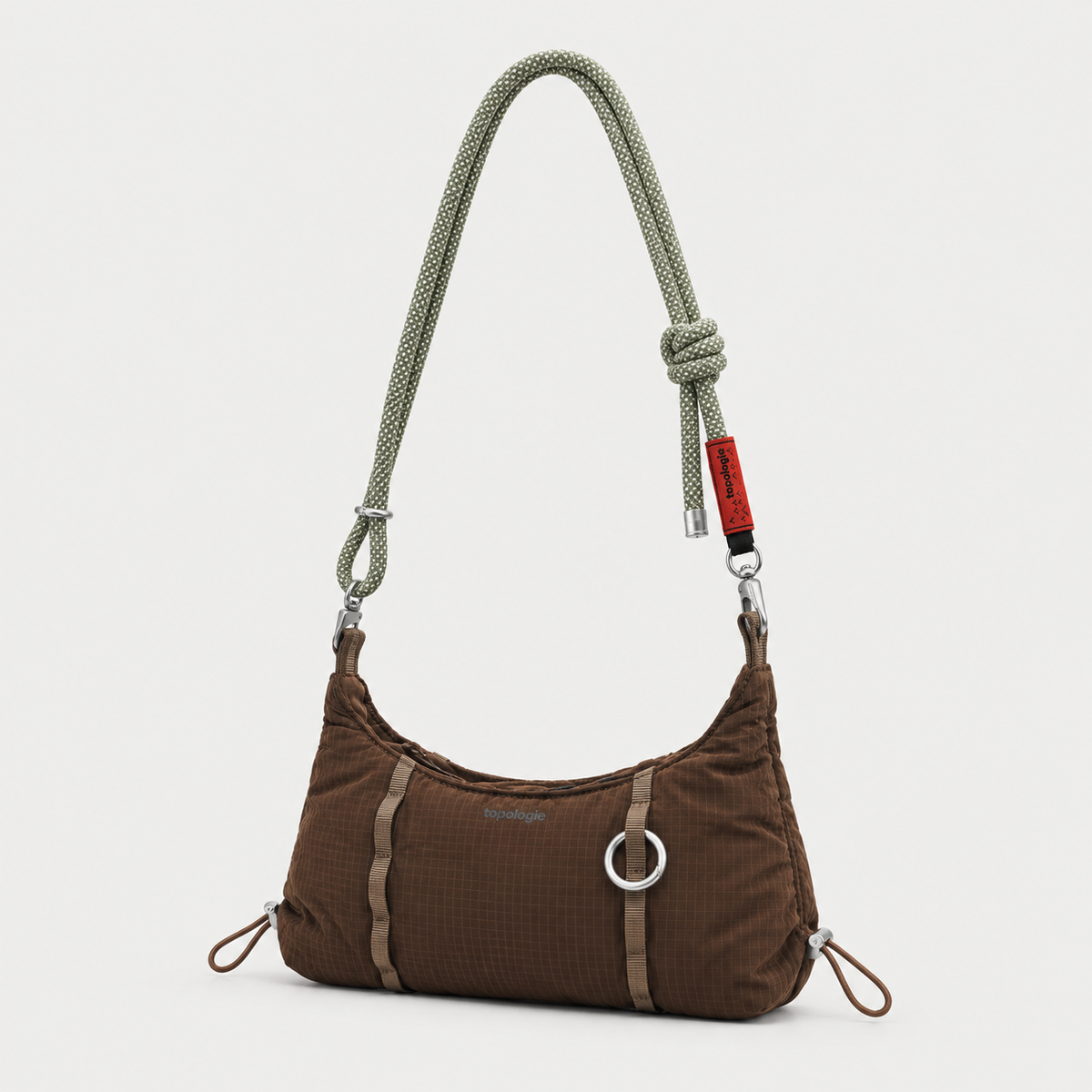 Borsa Cloud Hobo Mini Cocoa Vintage Ripstop con tracolla 8 mm Rope Sage Lattice