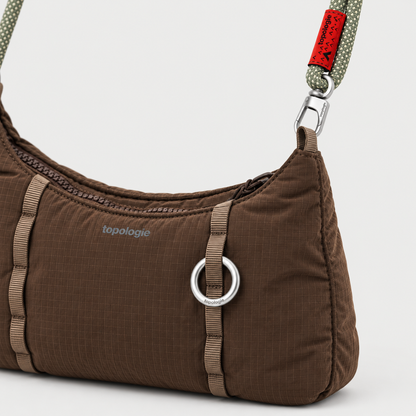 Borsa Cloud Hobo Mini Cocoa Vintage Ripstop con tracolla 8 mm Rope Sage Lattice